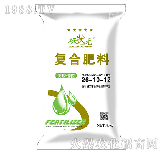 脲甲醛工藝長(zhǎng)效緩釋加鋅型復(fù)合肥料26-10-12-根狀元-金網(wǎng)聯(lián)