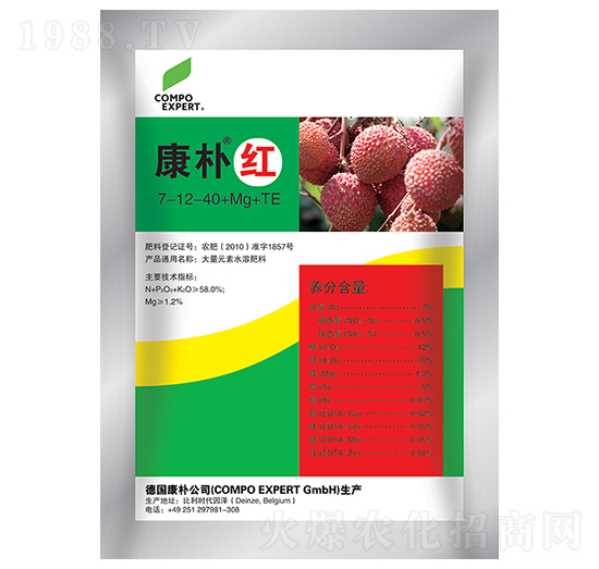 康樸紅大量元素水溶肥料7-12-40+Mg+TE-康樸