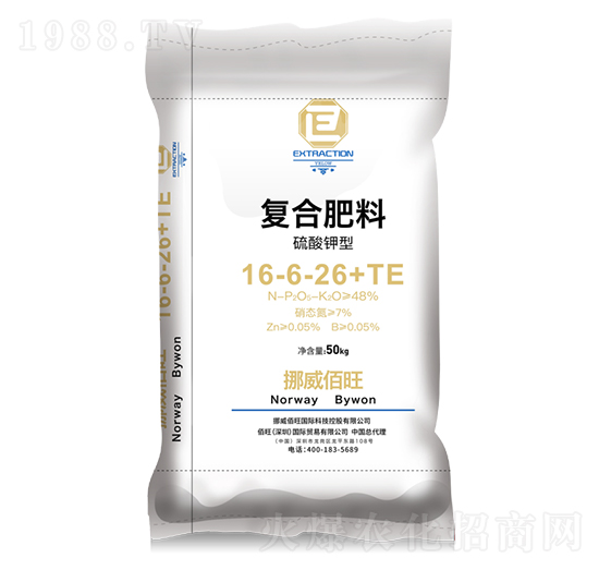 硫酸鉀型復(fù)合肥料16-6-26+TE-挪威佰旺-源豐化工