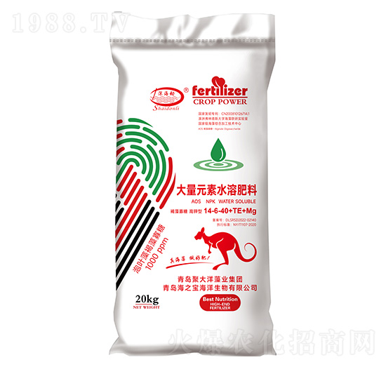 褐藻寡糖高鉀型大量元素水溶肥料14-6-40+TE+Mg-深海動(dòng)-海之寶