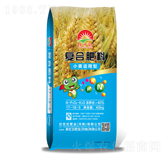 40kg小麥適用復(fù)合肥料17-18-5-紅世紀